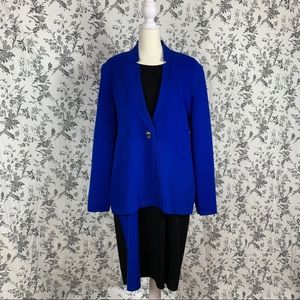 Exclusively Misook Black and Blue Knit Dress Set